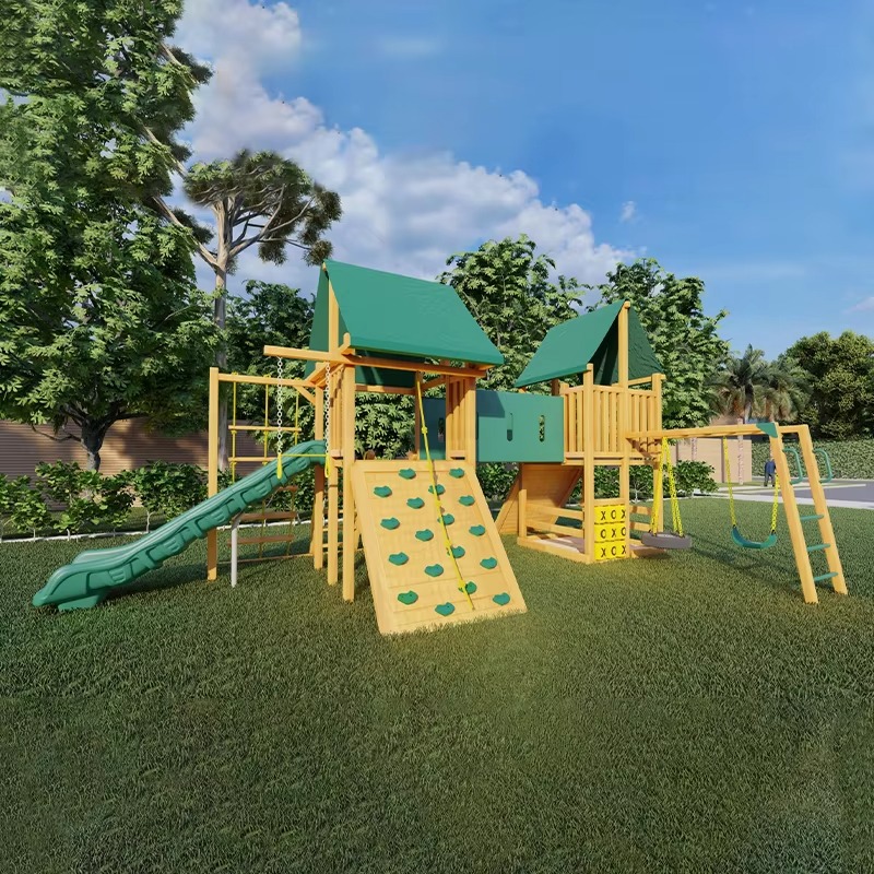 Kids Outdoor Wooden Playset - Torre de Madera Grande para Parque