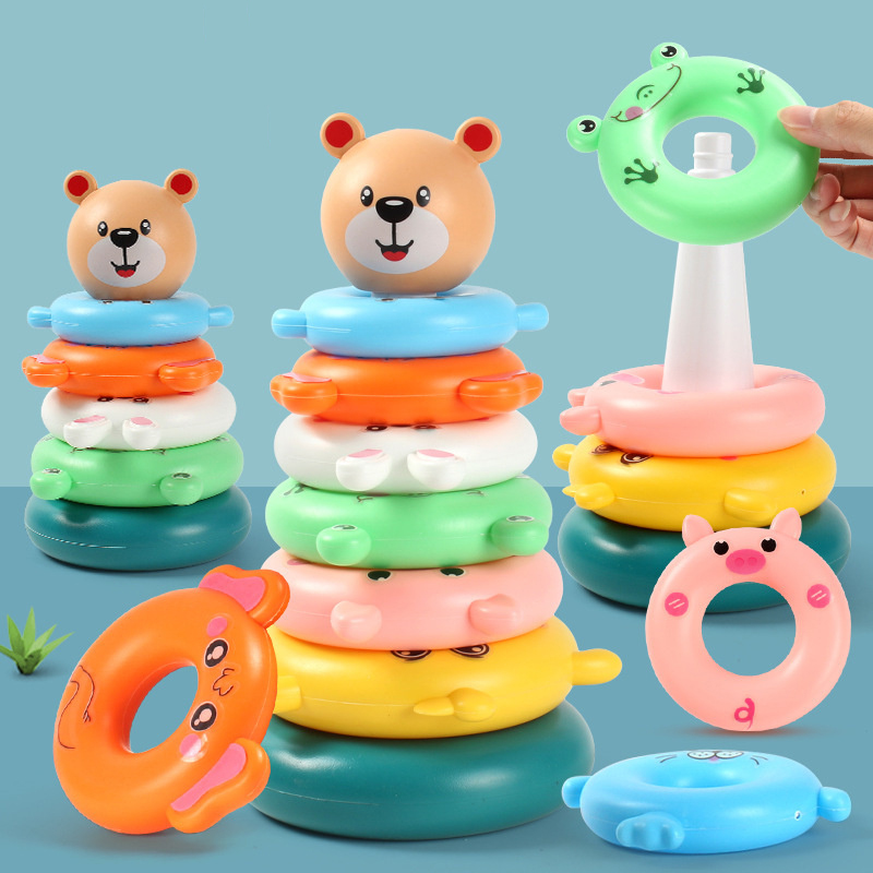 Kids Outdoor Water Toys - Anillo de apilamiento de arcoíris Montessori