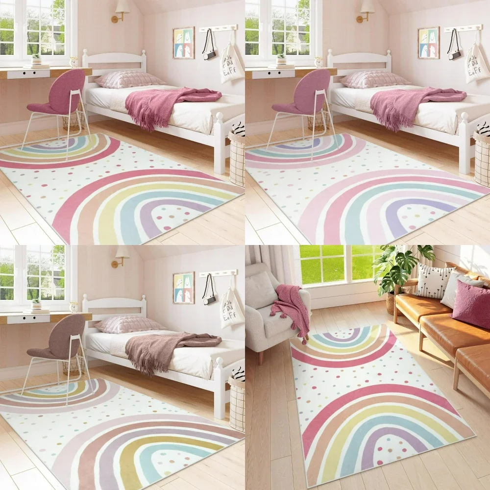 Kids Outdoor Lounge - Alfombra elegante de arcoíris bohemio con