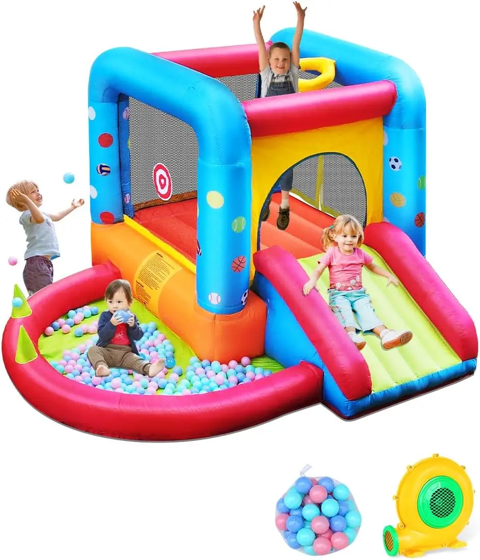 Kids Outdoor Jumping Castle - Castillo Inflable Step4Fun, Tobogán Inflable para