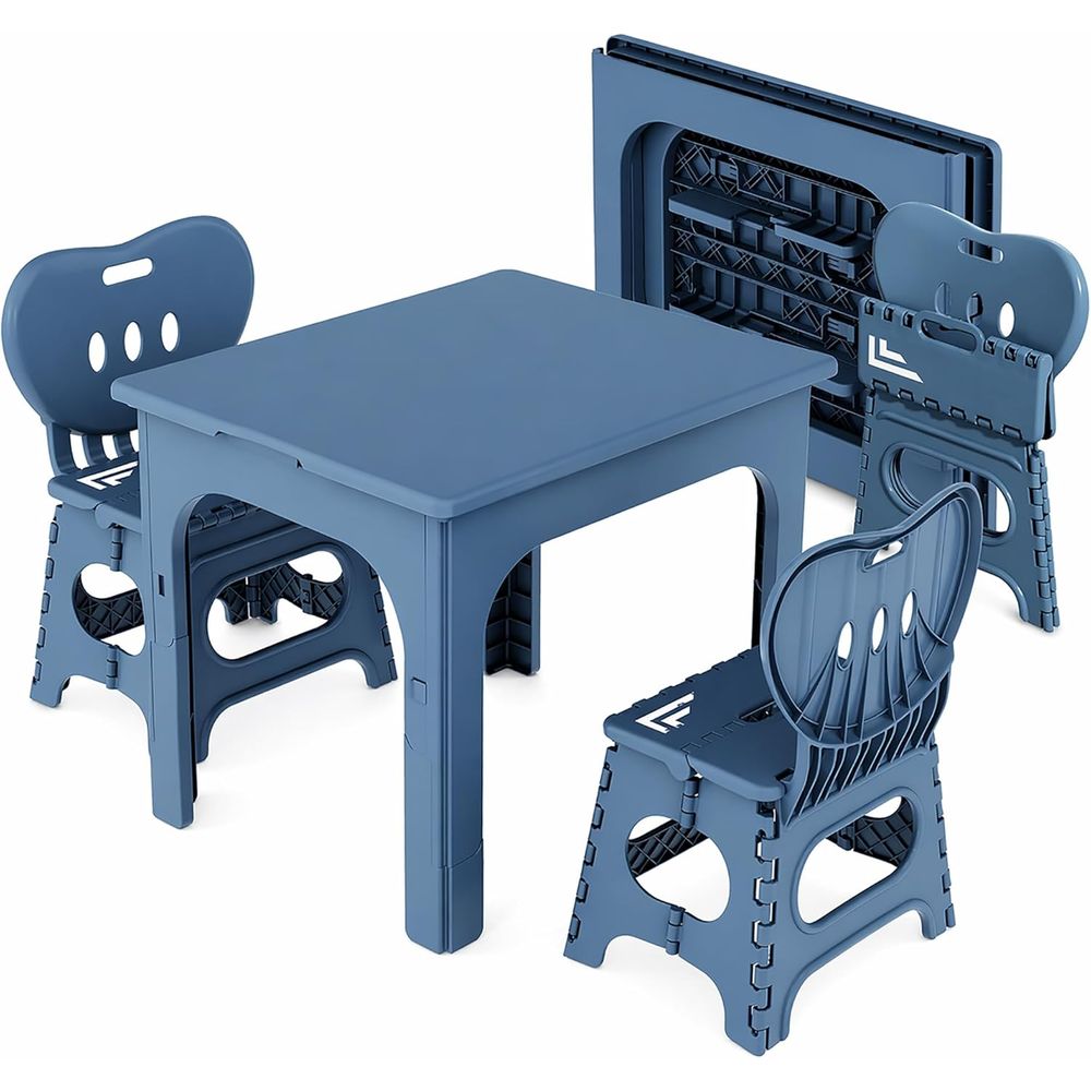 Kids Outdoor Activity Table - Juego de mesa y sillas plegables,