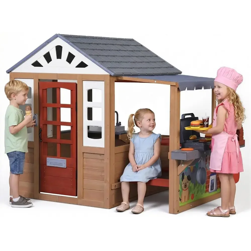 Kids Outdoor Wooden Playset - Casa de juegos de madera para