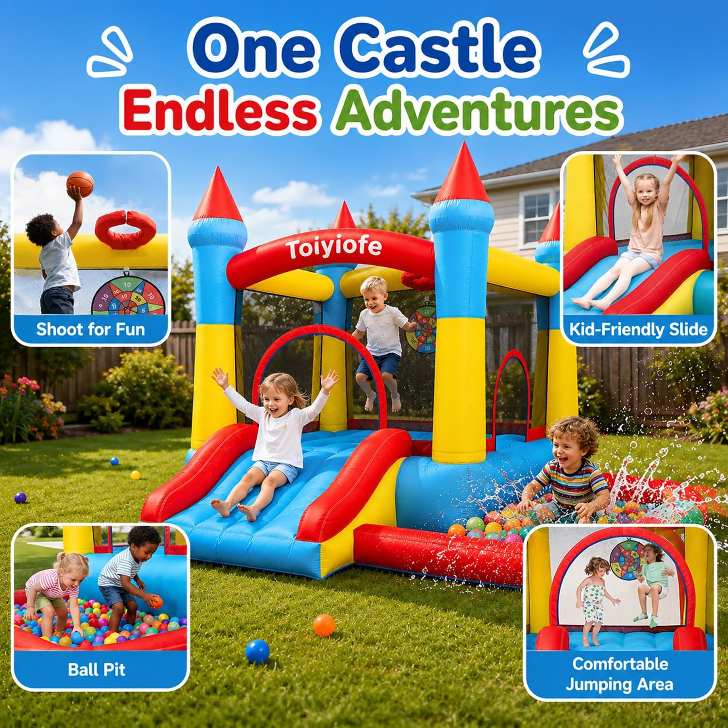 Castillo Inflable para Niños d - Kids Outdoor Jumping Castle reseña y precio