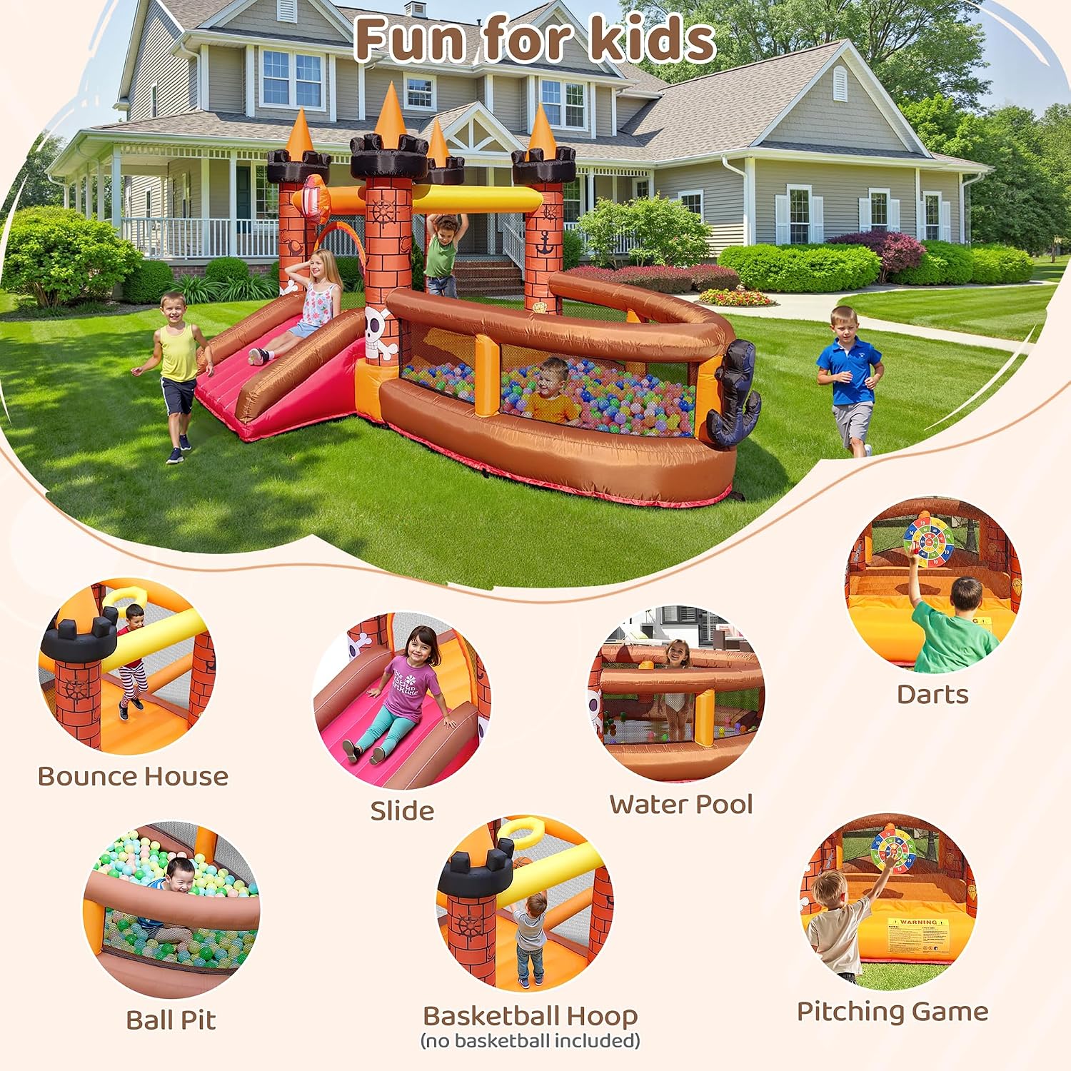 Casa Inflable para Niños de 3  - Kids Outdoor Jumping Castle reseña y precio