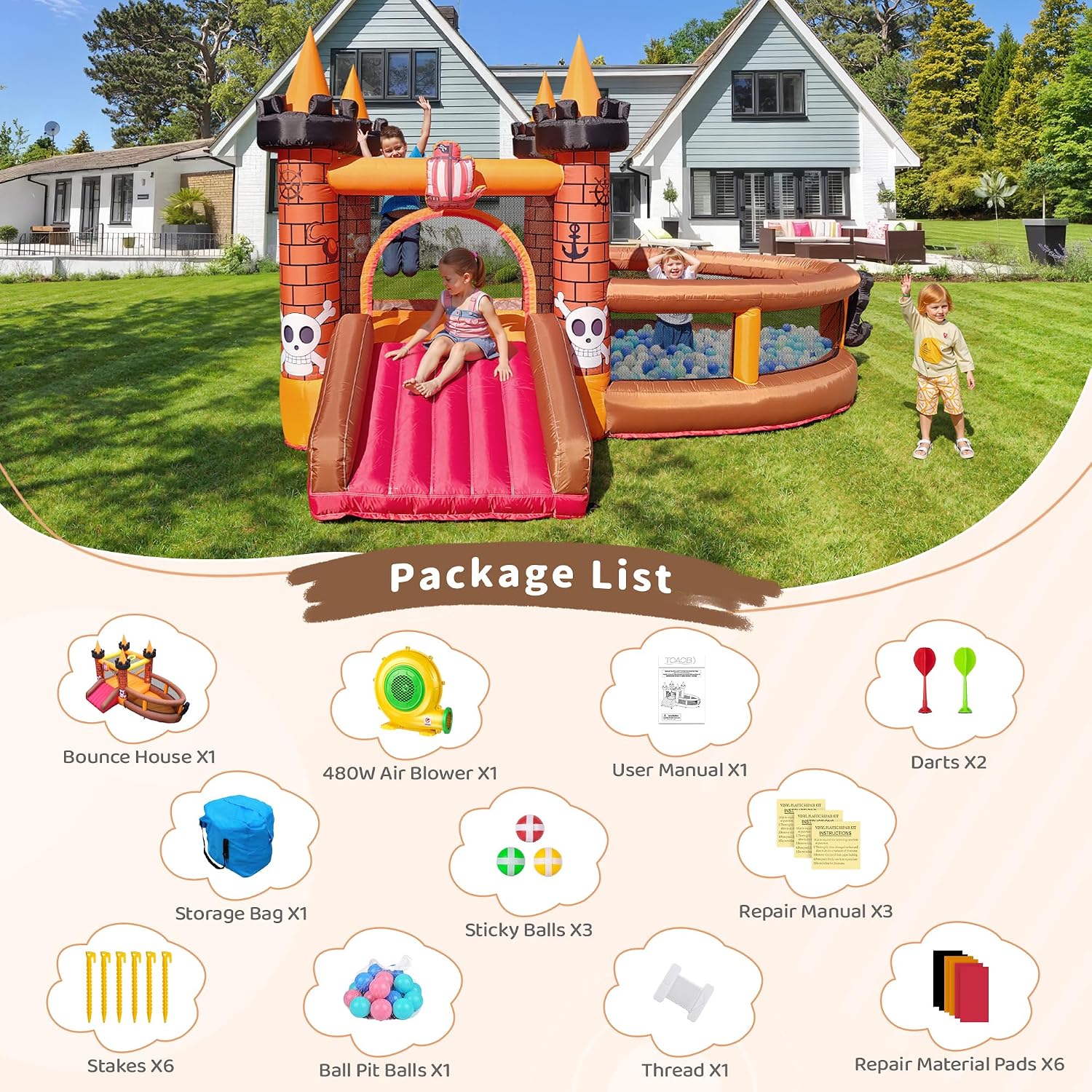 Casa Inflable para Niños de 3  - Kids Outdoor Jumping Castle reseña y precio