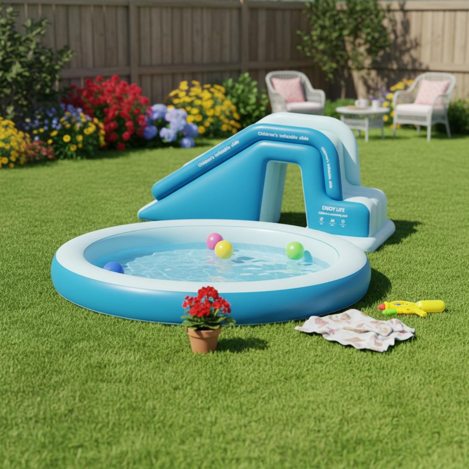 Tobogán Inflable para Piscina, - Kids Outdoor Water Toys reseña y precio