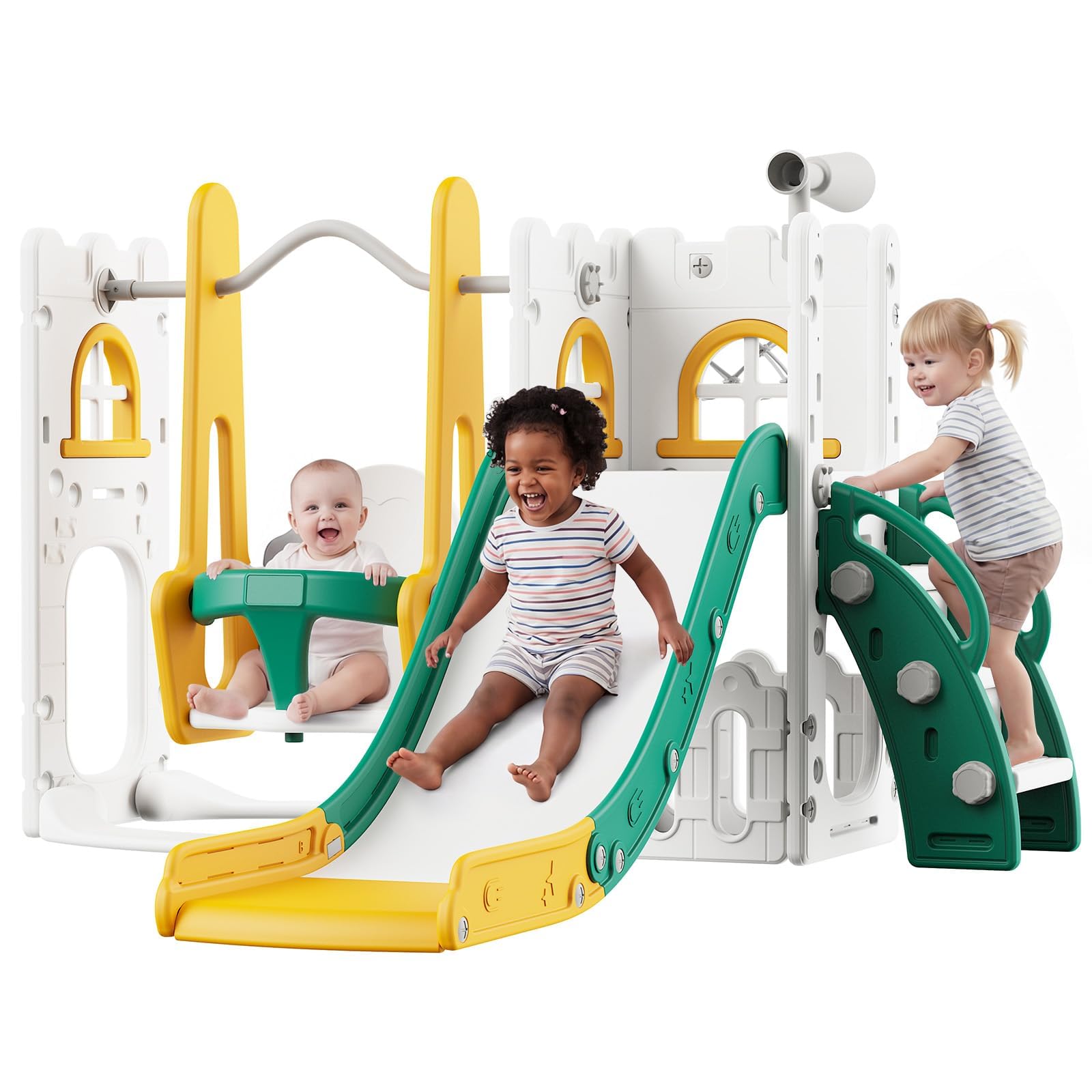 Juego de tobogán y columpio 7  - Kids Outdoor Swing Set reseña y precio