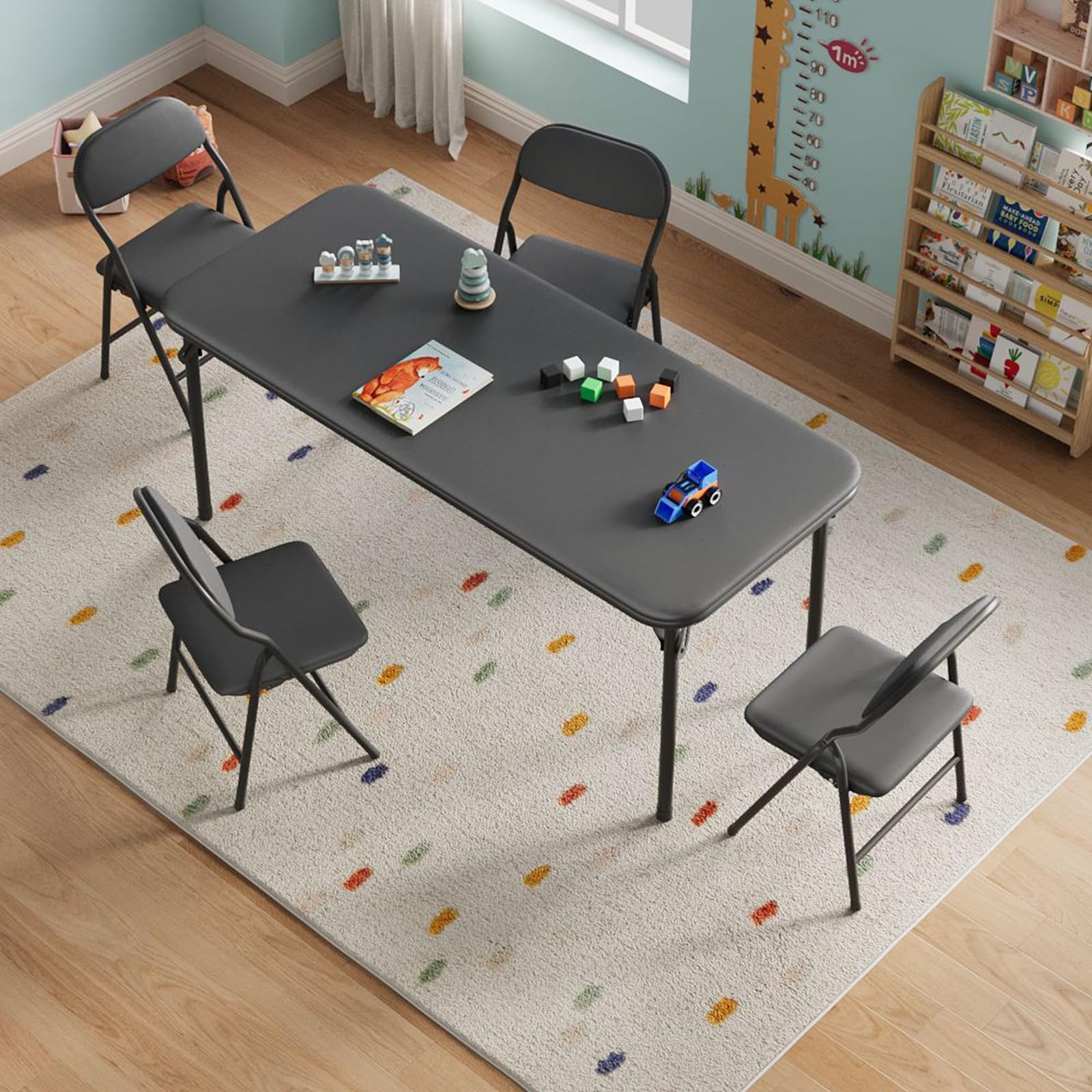 Mesa plegable rectangular de 4 - Kids Outdoor Activity Table reseña y precio
