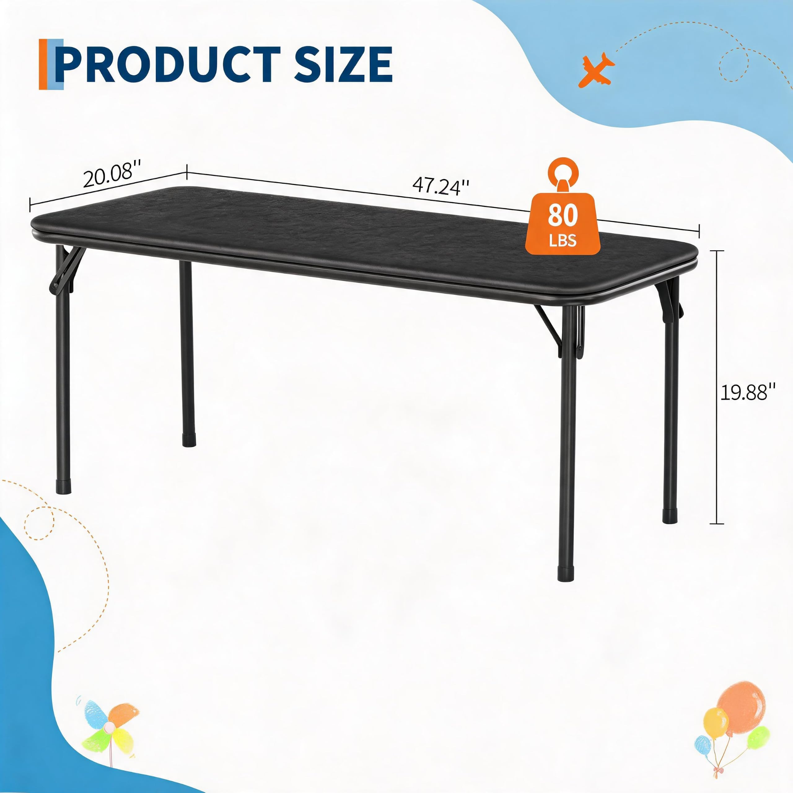 Mesa plegable rectangular de 4 - Kids Outdoor Activity Table reseña y precio