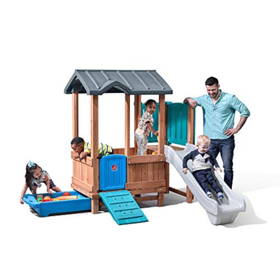 Woodland Adventure Playhouse & - Kids Outdoor Swing Set reseña y precio