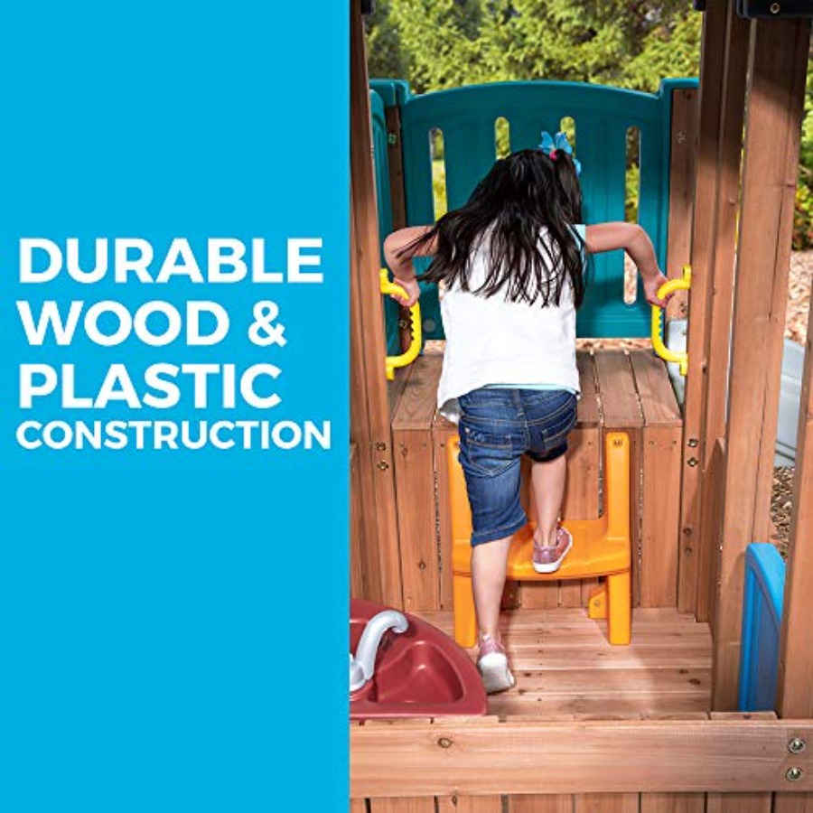 Woodland Adventure Playhouse & - Kids Outdoor Swing Set reseña y precio