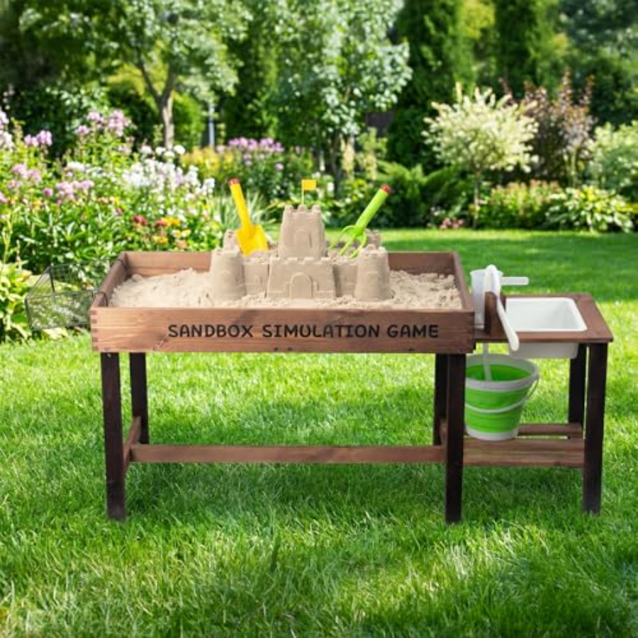 Mesa de arena de madera para e - Kids Outdoor Activity Table reseña y precio