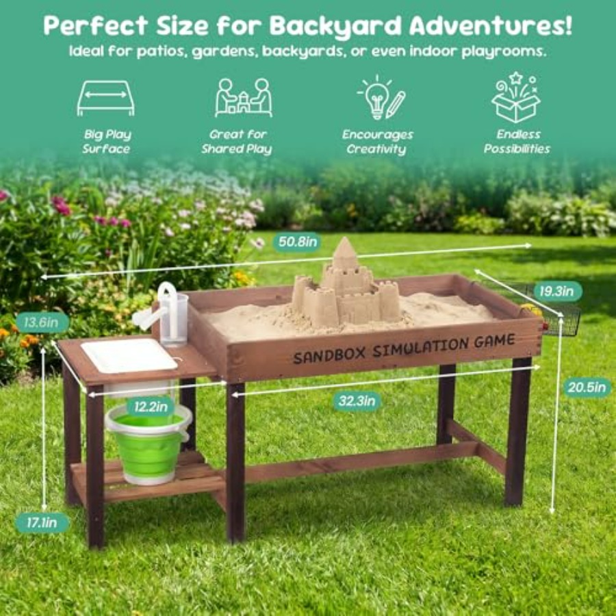 Mesa de arena de madera para e - Kids Outdoor Activity Table reseña y precio