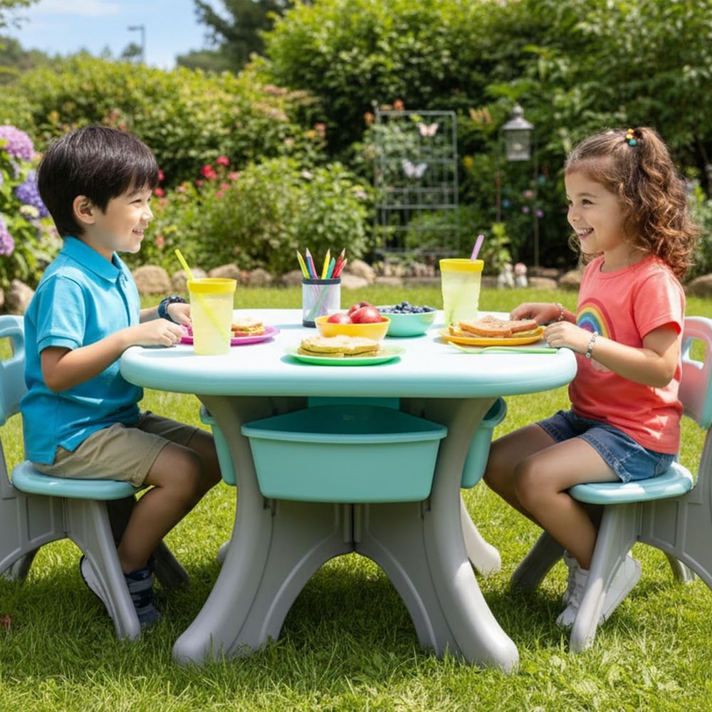 Mesa y Sillas para Niños, Jueg - Kids Outdoor Activity Table reseña y precio